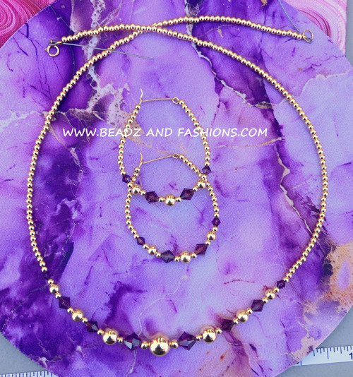 14k Gold 2pc ANY COLOR birthstone set #3e