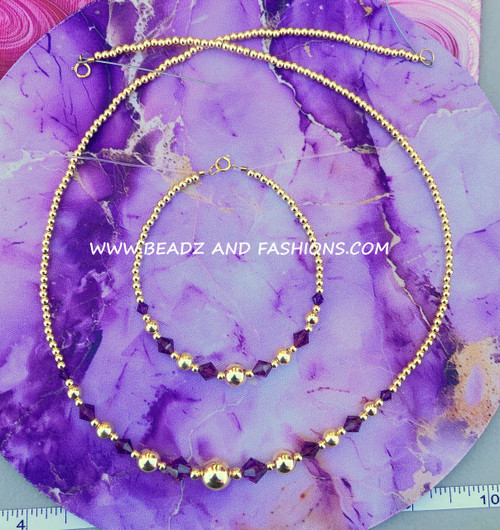 14k Gold 2pc February birthstone set #3b