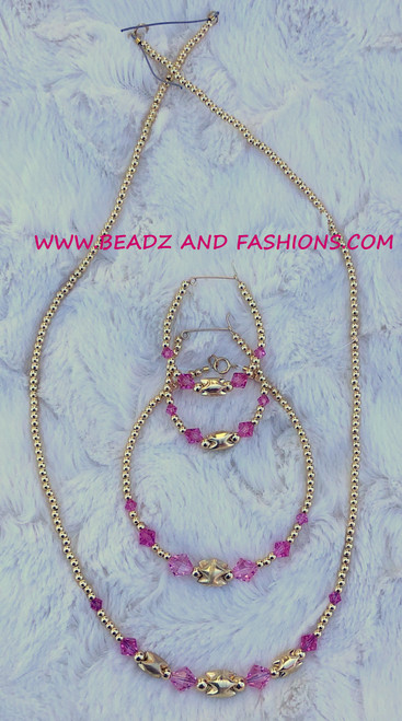 14k Gold 3pc OCTOBER SHARK TOOTH set #2