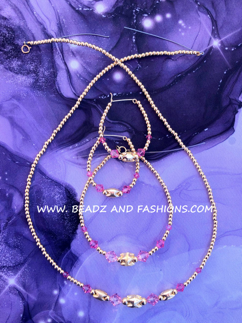 14k Gold 3pc OCTOBER SHARK TOOTH set #2