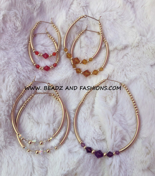 14k gold ANY SIZE bangle earrings #1