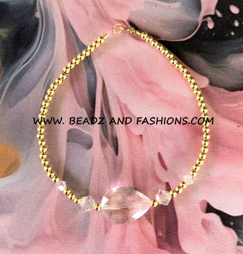 14k gold CLEAR teardrop bracelet #3