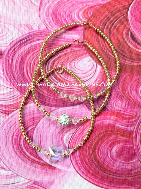 14k gold 3pc Clear stack bracelet set #18