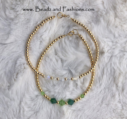 14k Gold 2PC stack bracelet set #7