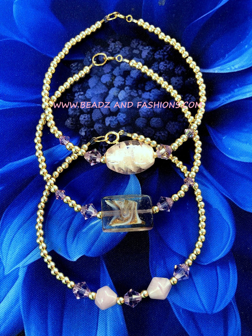 14k gold 3pc June stack bracelet set #5