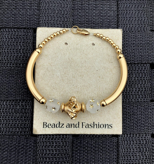 14k gold filled nugget & stardust thick bangle