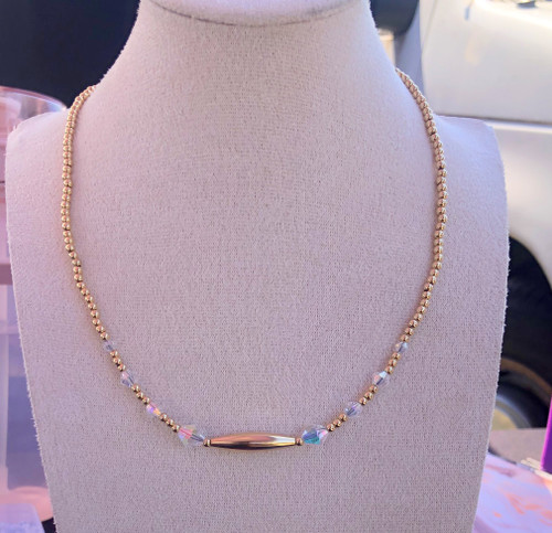 14k gold clear torpedo necklace #1