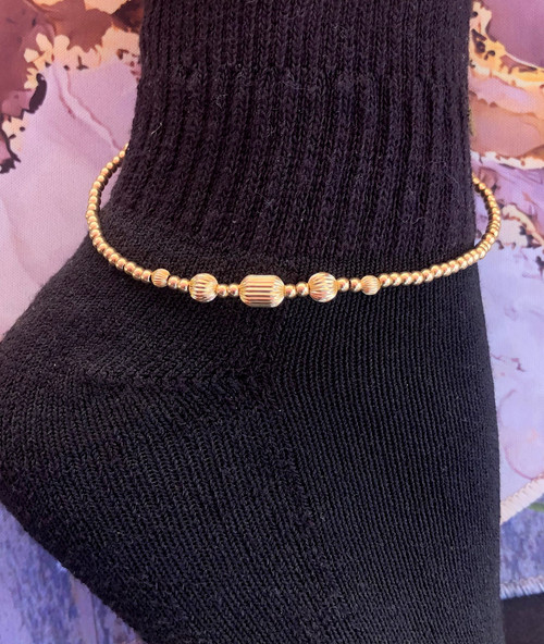 14k All gold tube  Anklet #3
