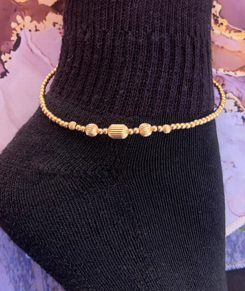 14k All gold tube  Anklet #3a