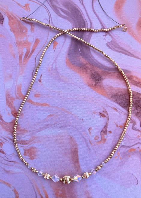 14k Gold clear BALL Necklace #5