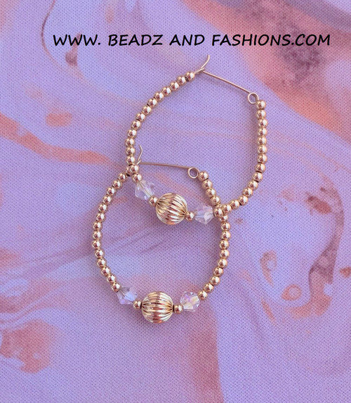 14k gold ANY SIZE clear ball & crystal earrings