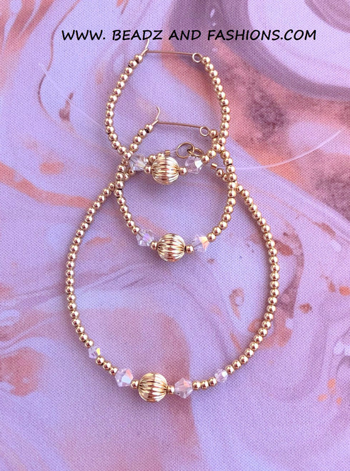 14k gold 2pc CLEAR ball set #1