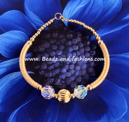 14k gold clear round bangle thick#1