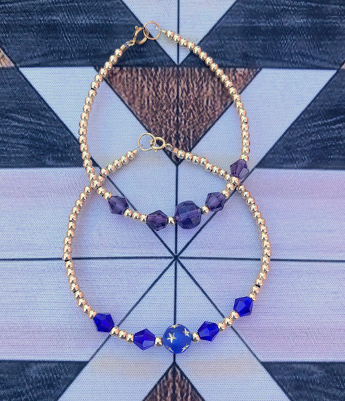 14k Gold 2PC stack bracelet set #10