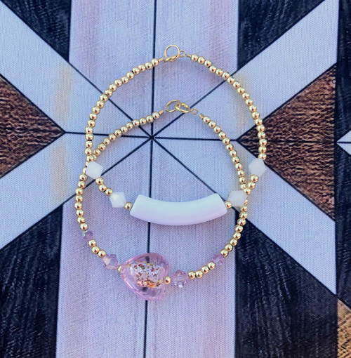 14k Gold 2PC stack bracelet set #11