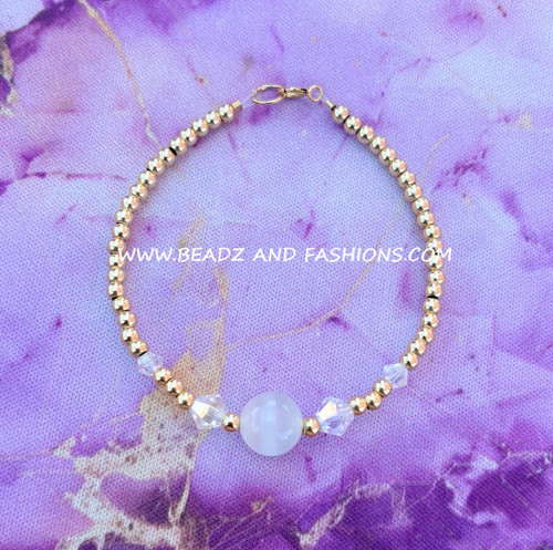 14k gold CLEAR  cat eye bracelet #1