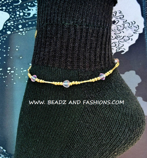 14k gold JUNE hearts spacer Anklet #1