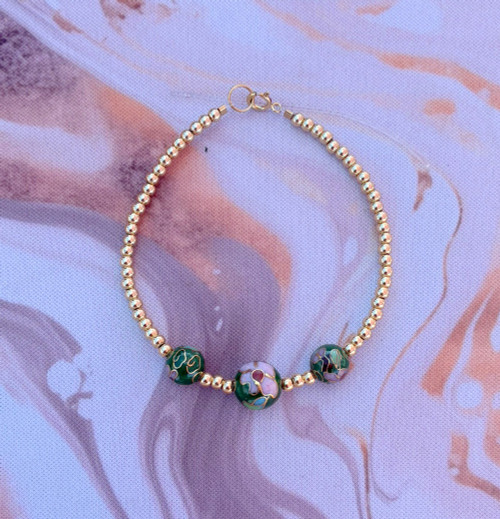 14k gold GREEN Chinese bracelet