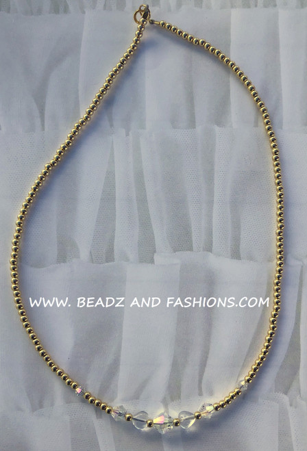 14k gold DOUBLE CLEAR heart Necklace #4 KIDS