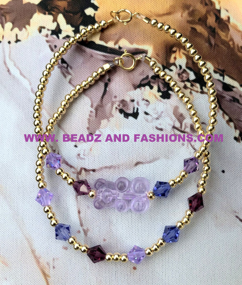14k Gold 2PC stack bracelet set #12