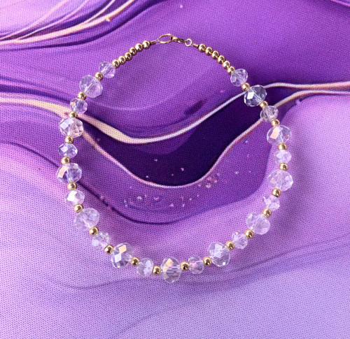14k gold clear rondelle bracelet #5