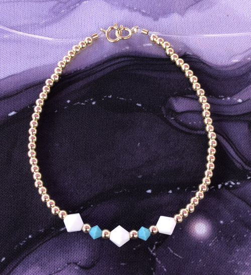 14k gold Blue & White bracelet #1