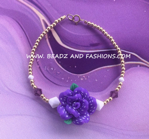 14k gold PURPLE flower bracelet