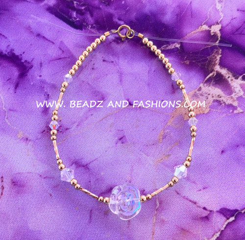 14k gold CLEAR ROSE bracelet #1