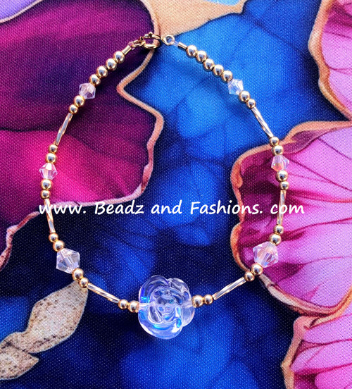 14k gold CLEAR ROSE bracelet #1