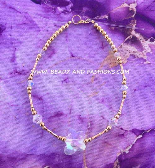 14k gold CLEAR BUTTERFLY bracelet #1
