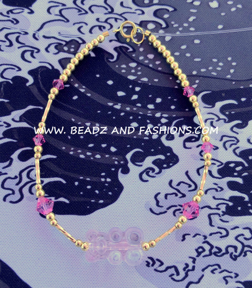 14k gold PINK BEAR bracelet #1