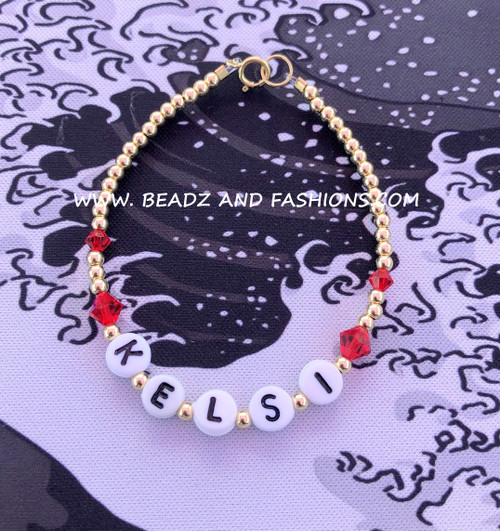 14k gold JULY letter Name bracelet #1