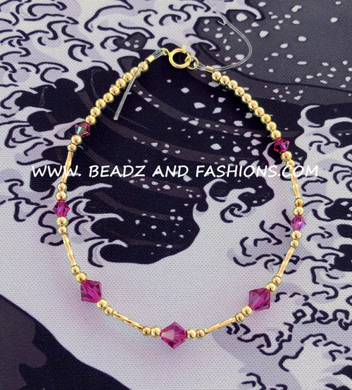 14k Gold FUCHSIA bracelet #5