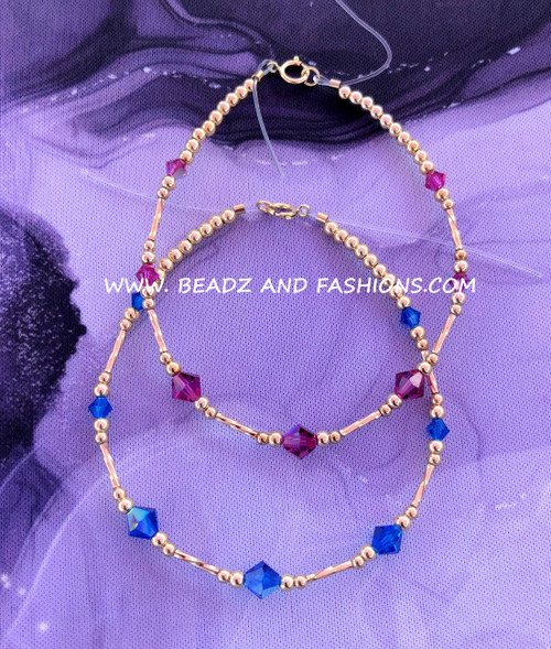 14k Gold 2PC SPACER STACK bracelet #1
