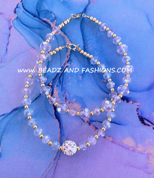 14k gold 2PC RONDELLE MIX bracelet SET #1