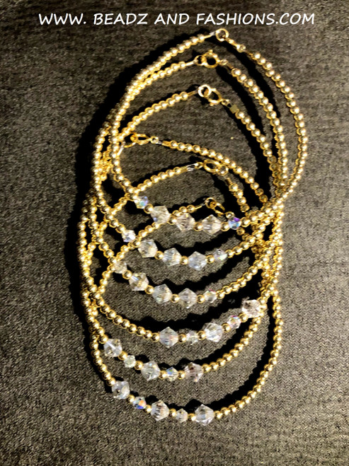 14k gold April birthstone crystal bracelet #1a