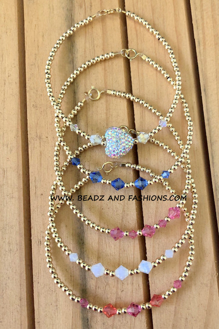 14k gold 5pc MIX stack bracelet set #1