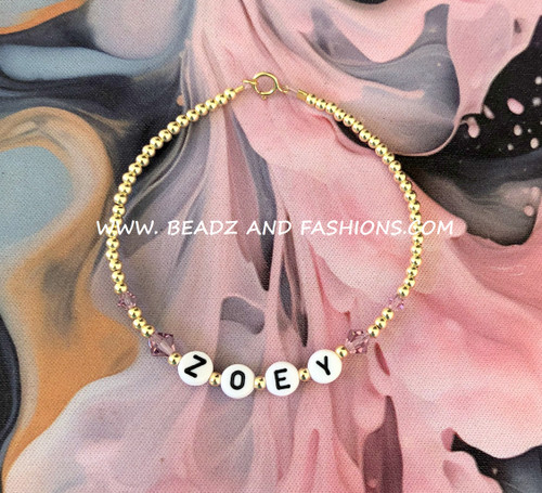 14k gold June ANY NAME letter bracelet #1