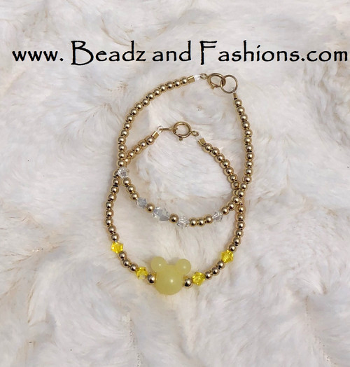 14k gold 2pc MIX stack bracelet kids set #12