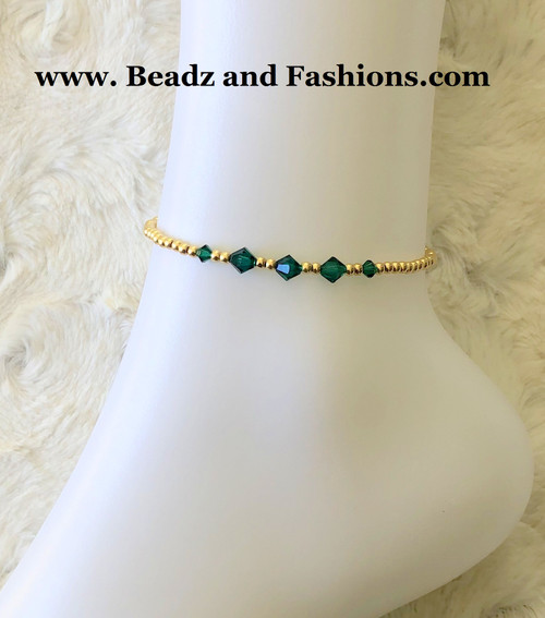 14k gold May crystals Anklet