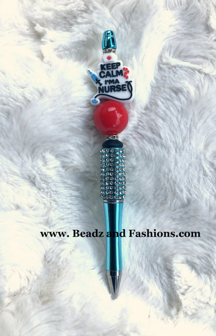Keep calm I'm a nurse beadable pen#17A