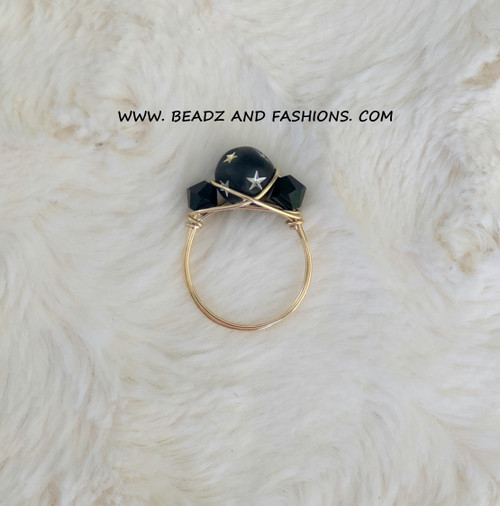 14k gold BLACK stardust ring #3.