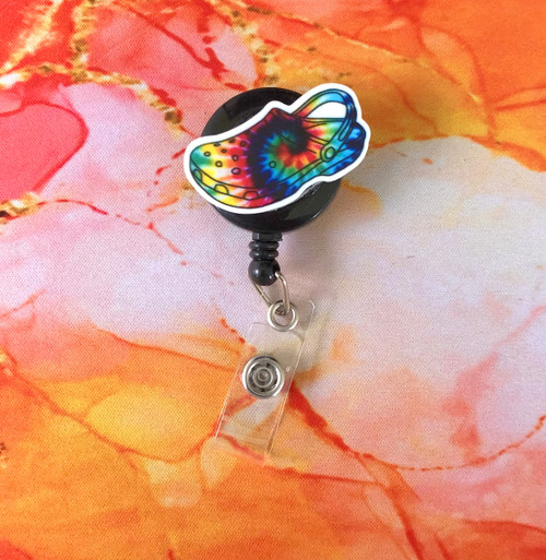 Croc tye dye  planar badge reel #2