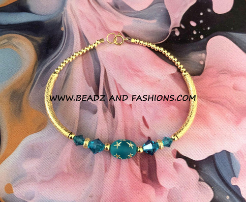 14k gold ANY COILOR Medium oval stardust bangle #4