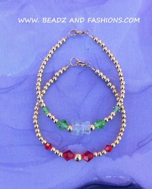 14k gold 2pc MIX stack bracelet kids set