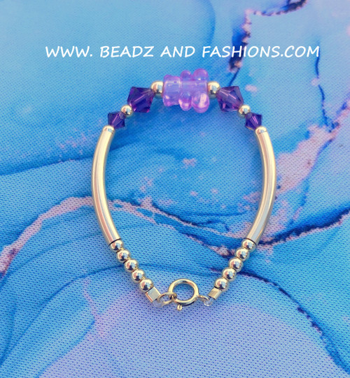 14k Gold PURPLE BEAR skinny bangle #1