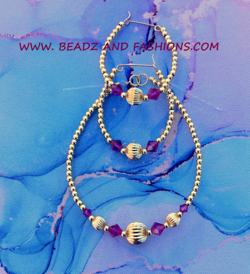 14k gold 2pc FUCHSIA ball set #60