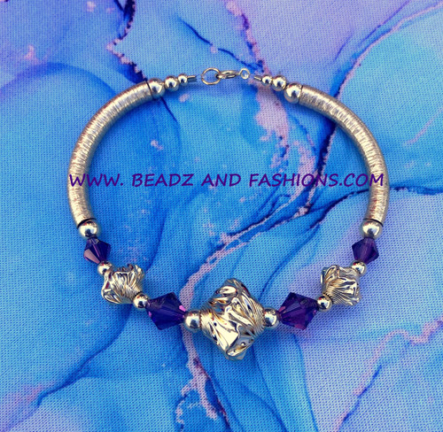 14k gold February Nugget LARGE bangle #60