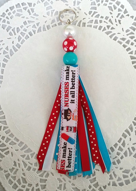Nurses make it better tassel large keychain