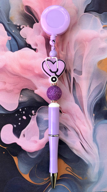 Purple scope Beadable badge pen set #2